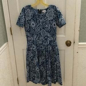 Lularoe Amelia dress Blue/white size L (jacquard)